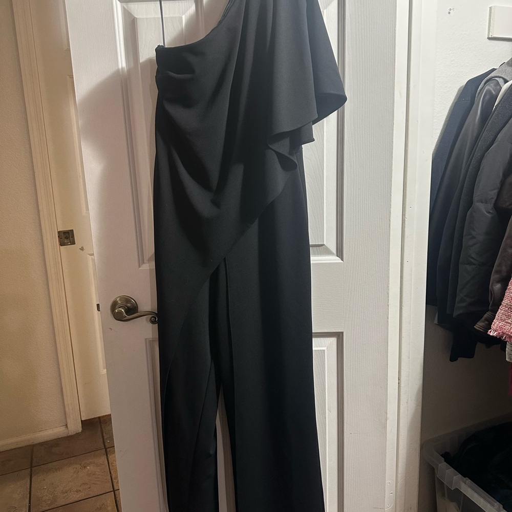 Adrianna Papell Black One-Shoulder Cocktail Dress